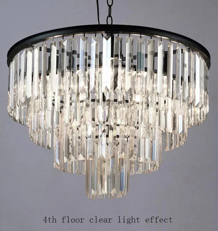Modern Crystal Chandelier Elegant K9 Crystal Smoky Gray Crystal Suspension Lamps for Cafe Restaurant Hotel