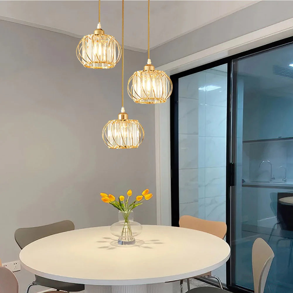Simple Nordic Glass Chandelier with Modern LED Lighting | Elegant Polished Metal Shade in Gold or Black Semi-Flush Mount Design