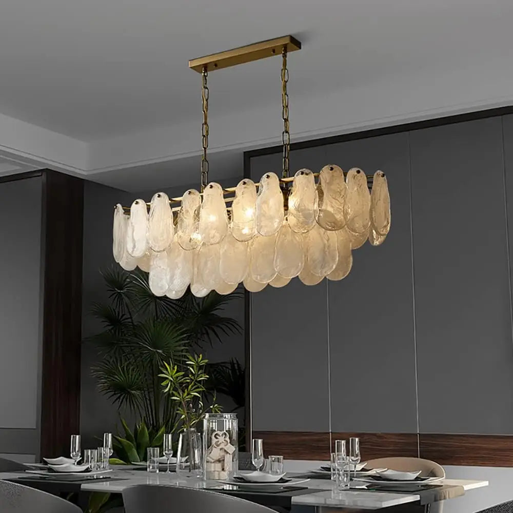 Crystal Luxury Pendant Lamp Glass Metal LED Chandeliers for Living Room and Dining Room Decoration Hanging Ceiling Light Fixture