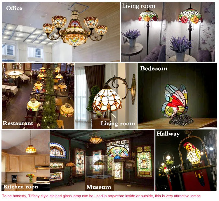 Tiffany Style LED Floor Lamp with Red Stained Glass Rose Shade  63-Inch Tall Standing Reading Light