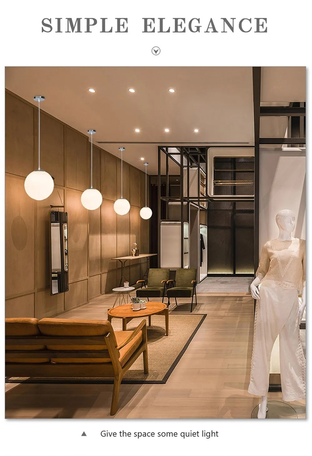 Home Decor Pendant Lights - White Glass Ball Hanging Lamps for Bar Dining Room and Bedroom Clothing Store LED Ceiling Chandeliers