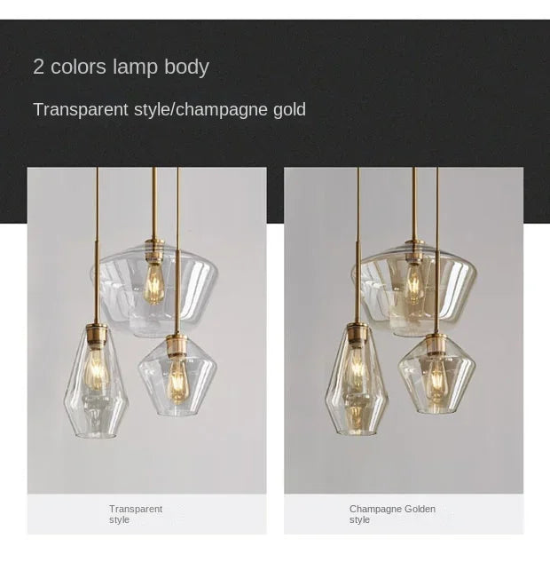 Minimalist Dining Room Chandelier Bedside Lamp Kitchen Bar Table Lamp Bedroom Lighting Glass Light Luxury Nordic Lamps