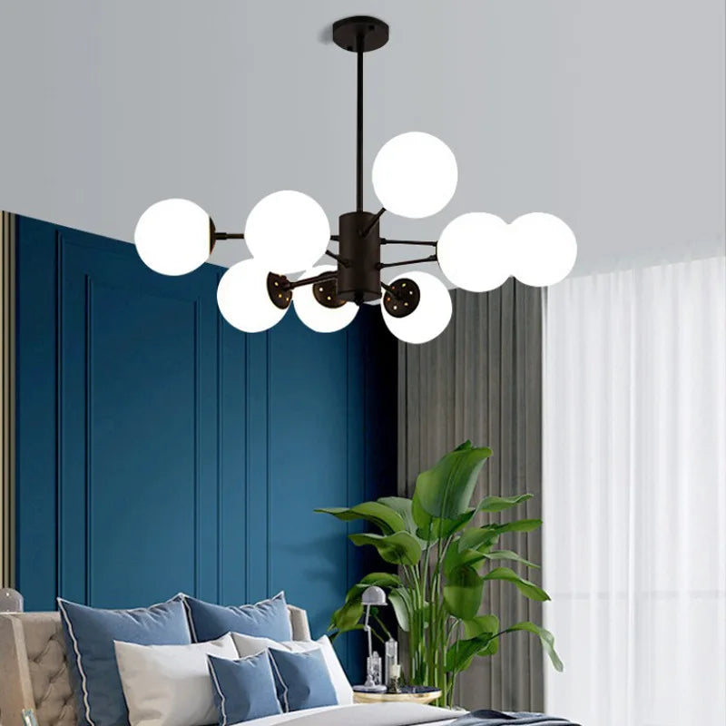 Modern Glass LED Chandelier Lighting Ceiling Chandeliers Light for Dining Living Room Bedroom Kitchen Indoor Lustre Fixture Lamp