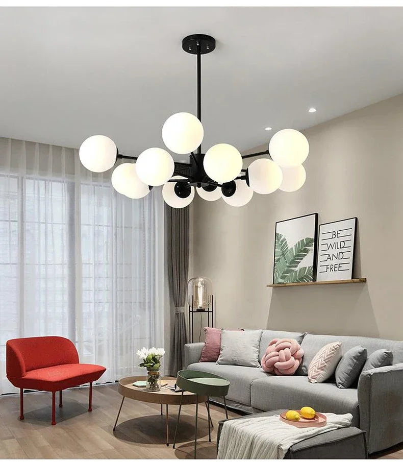 Modern Glass LED Chandelier Lighting Ceiling Chandeliers Light for Dining Living Room Bedroom Kitchen Indoor Lustre Fixture Lamp