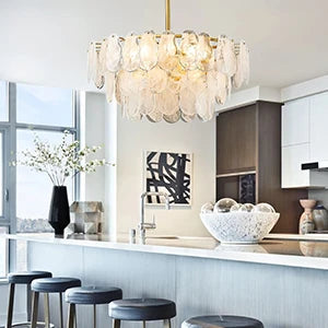 Crystal Luxury Pendant Lamp Glass Metal LED Chandeliers for Living Room and Dining Room Decoration Hanging Ceiling Light Fixture