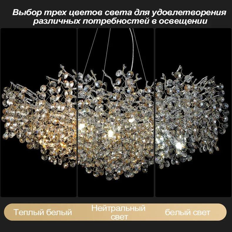 Crystal Pendant Chandelier LED Light Fixture for Dining Room  Restaurant - Elegant Sunflower Design