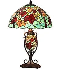 Maple Tree Leaves Tiffany-style Stained Glass Torchiere Floor Lamp with Sidelights - 70in Elegant Home Decor