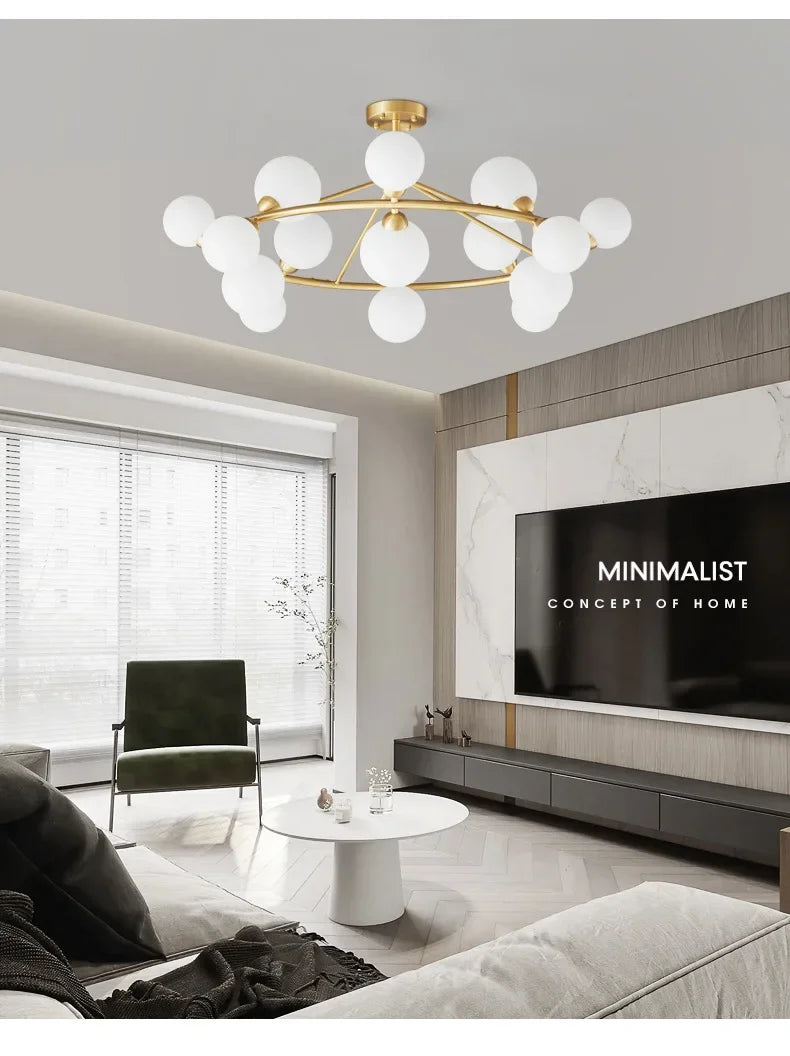 Magic Bean Glass Ball LED Pendant Chandelier for Living Room Bedroom Home Hanging Suspension Lighting Fixture Decor