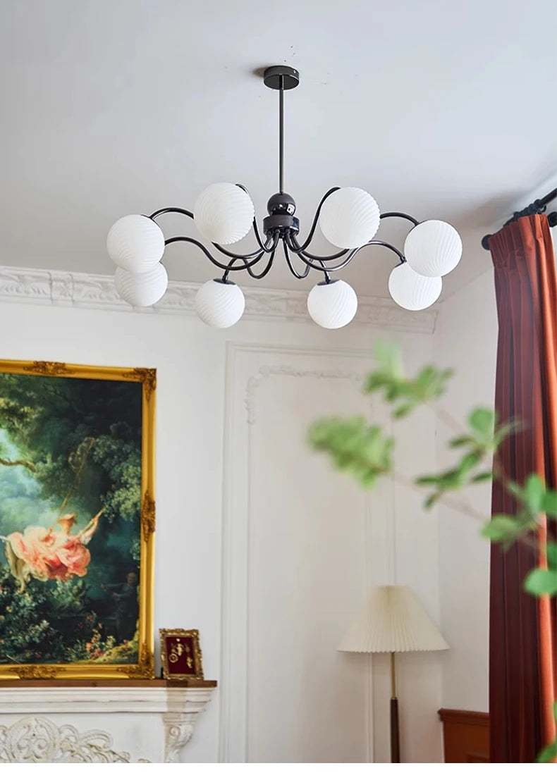 Glass Ball Chandelier for Modern Bedroom Home Decor - Elegant Hanging Light Fixture