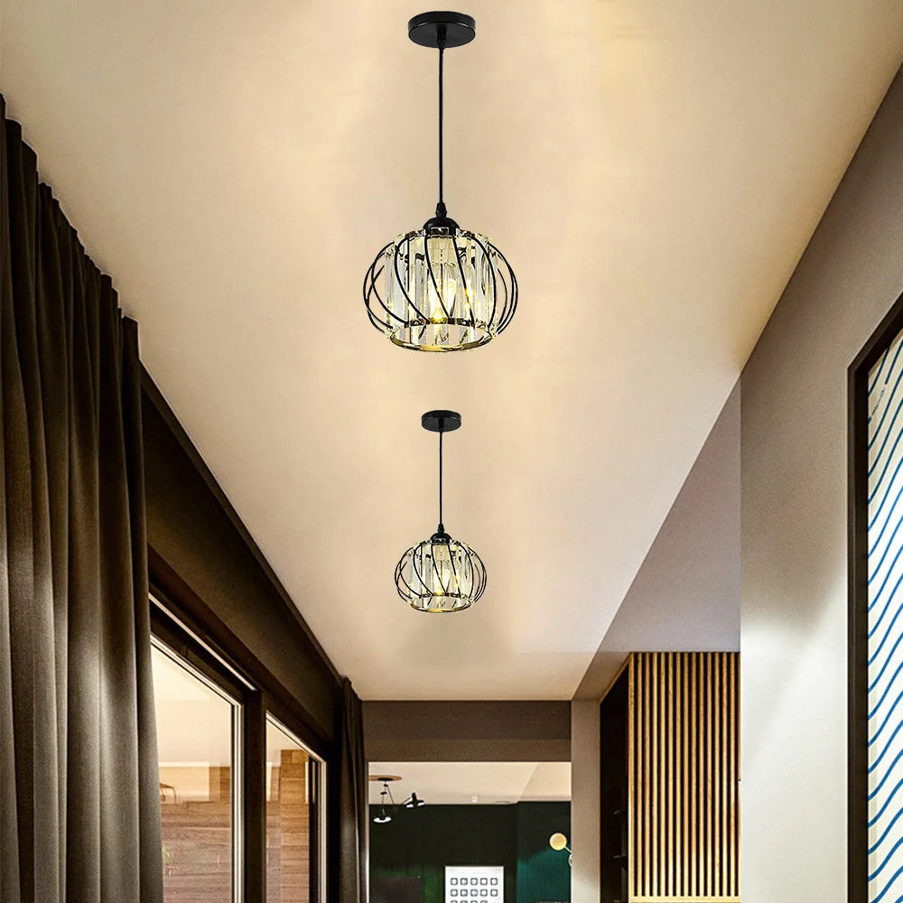 Simple Nordic Glass Chandelier with Modern LED Lighting | Elegant Polished Metal Shade in Gold or Black Semi-Flush Mount Design