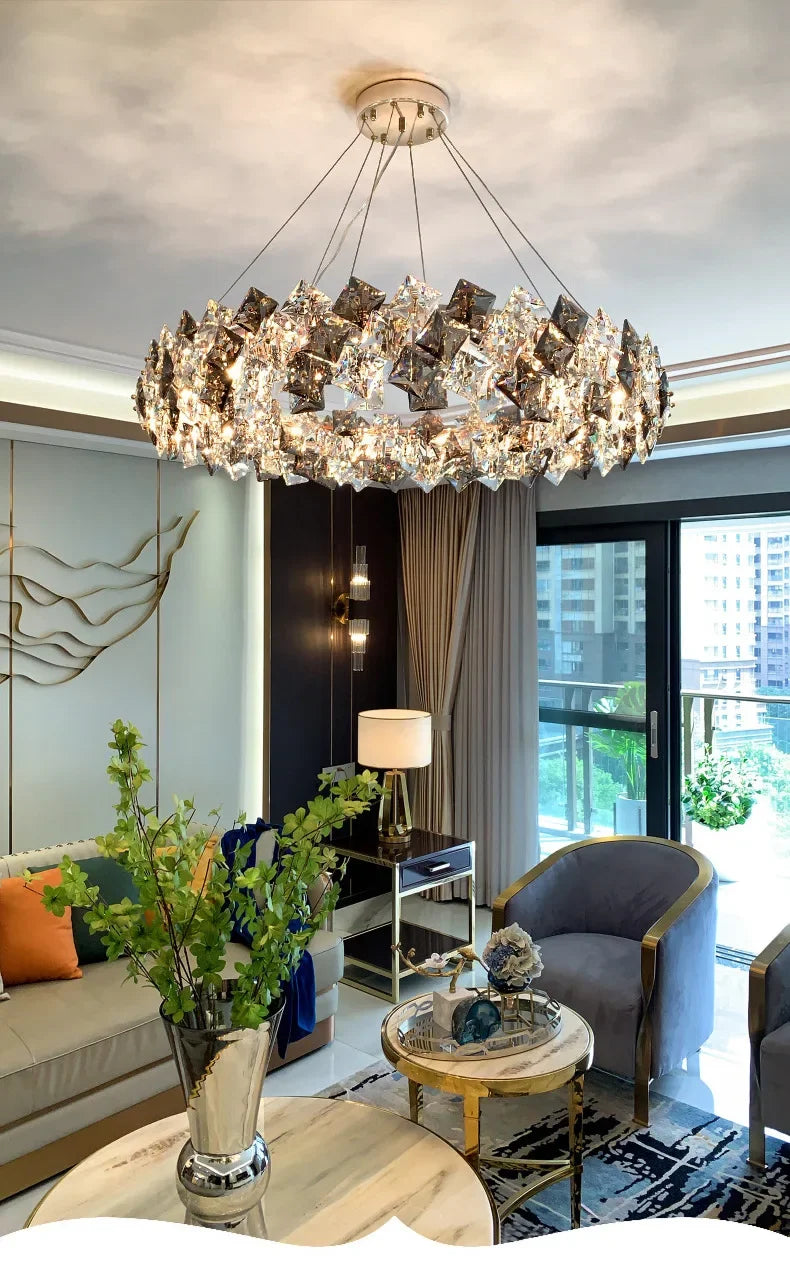 Postmodern Crystal Chandelier for Living Room  Bedroom - Elegant Three-Color Design for Home  Restaurant