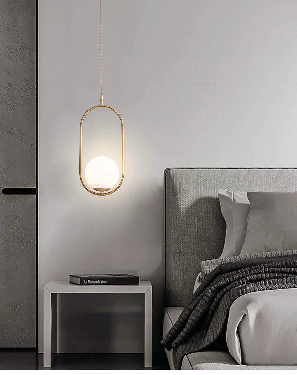 Modern Gold Glass Ball Pendant Lamp - Elegant Chandelier for Dining Room Kitchen or Bedside Lighting