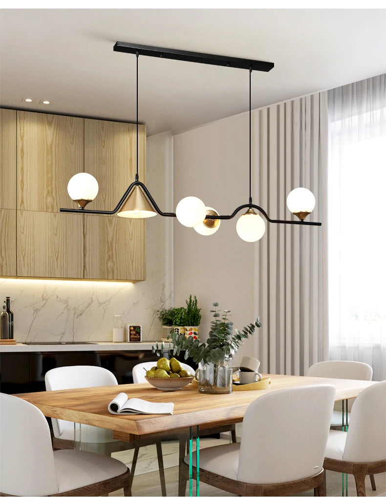Glass Pendant Light for Dining Room Kitchen Island and Table - Elegant Hanging Chandelier
