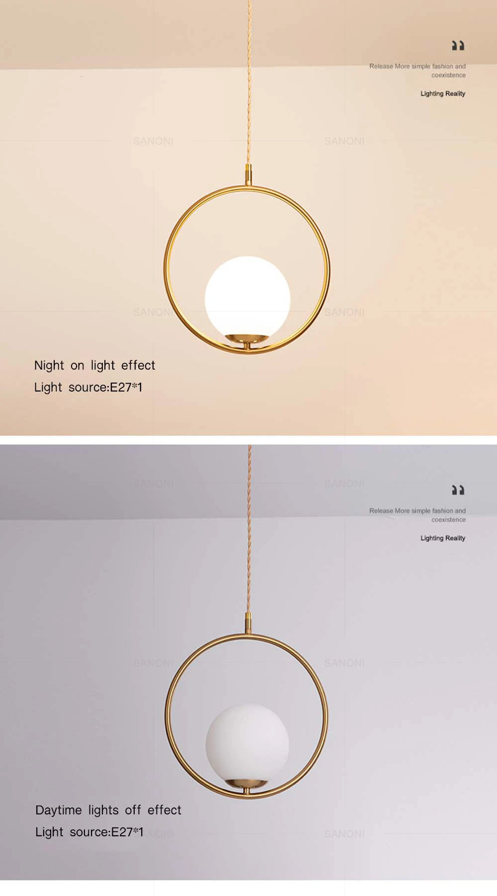 Modern Gold Glass Ball Pendant Lamp - Elegant Chandelier for Dining Room Kitchen or Bedside Lighting