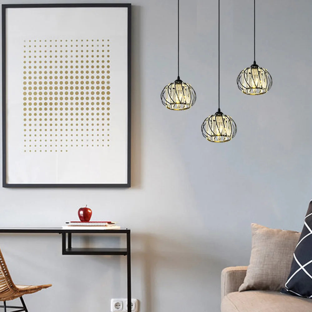 Simple Nordic Glass Chandelier with Modern LED Lighting | Elegant Polished Metal Shade in Gold or Black Semi-Flush Mount Design