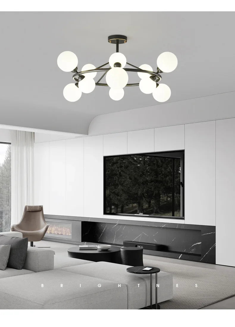 Magic Bean Glass Ball LED Pendant Chandelier for Living Room Bedroom Home Hanging Suspension Lighting Fixture Decor