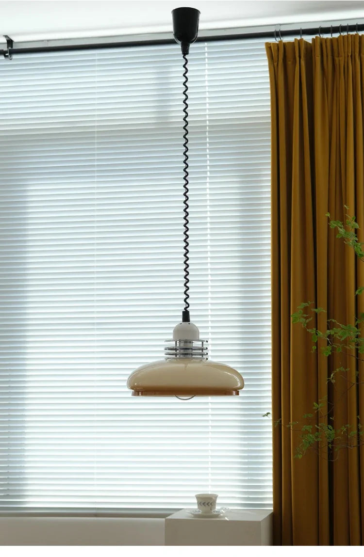 Bauhaus Glass Pendant Light LED Medieval Retro Retractable Chandeliers Restaurant Bar Bedroom Study Pendant Hanging Lamp Lustre