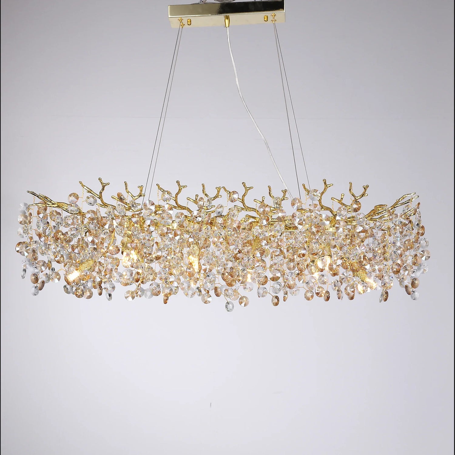 Crystal Pendant Chandelier LED Light Fixture for Dining Room  Restaurant - Elegant Sunflower Design