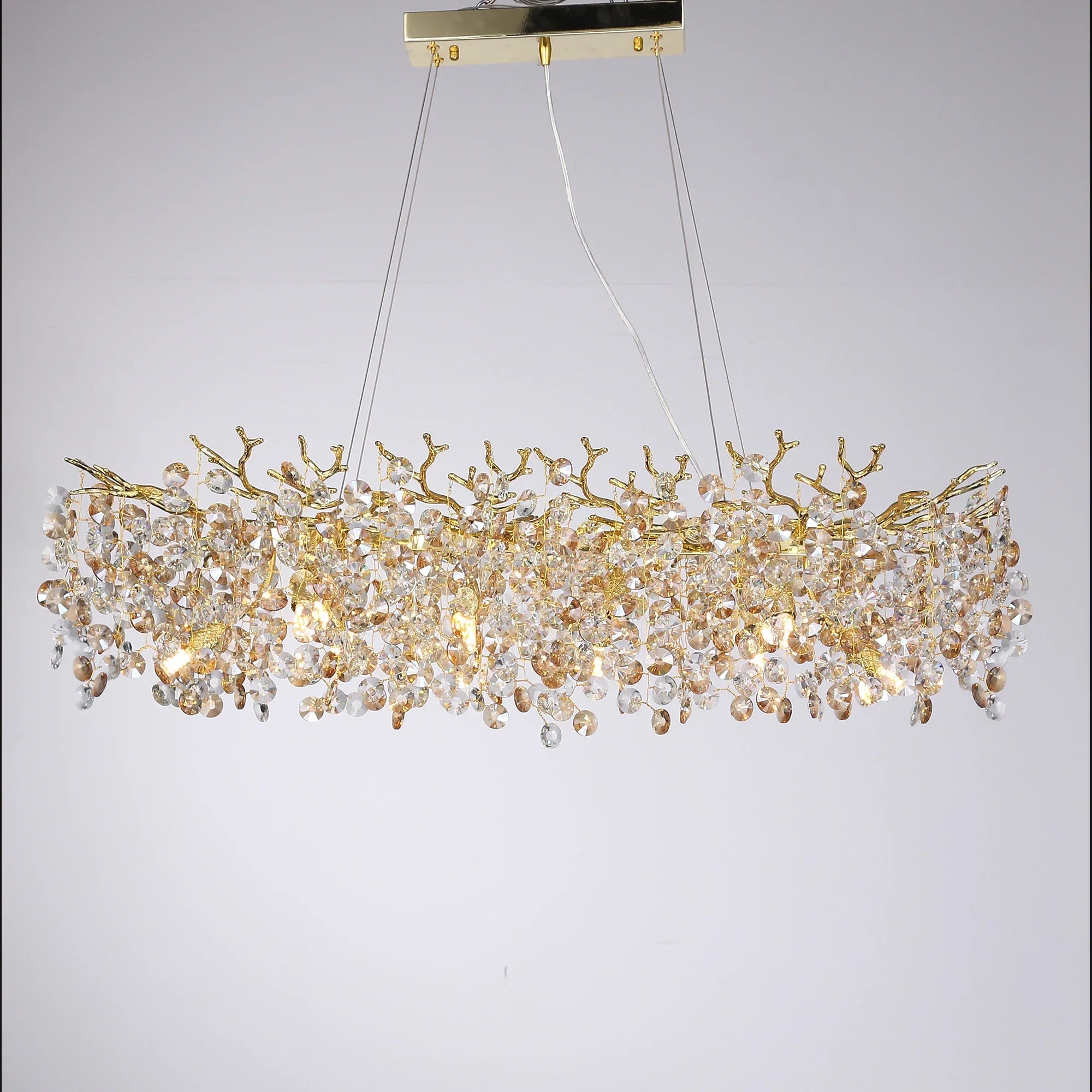 Crystal Pendant Chandelier LED Light Fixture for Dining Room  Restaurant - Elegant Sunflower Design