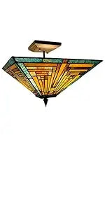 Mission Style Green Stained Glass Floor Lamp - Antique Double Light Reading Lamp with Handcrafted Elegance for Home Decor