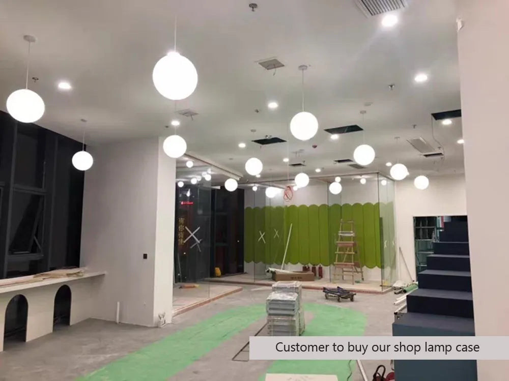 Home Decor Pendant Lights - White Glass Ball Hanging Lamps for Bar Dining Room and Bedroom Clothing Store LED Ceiling Chandeliers