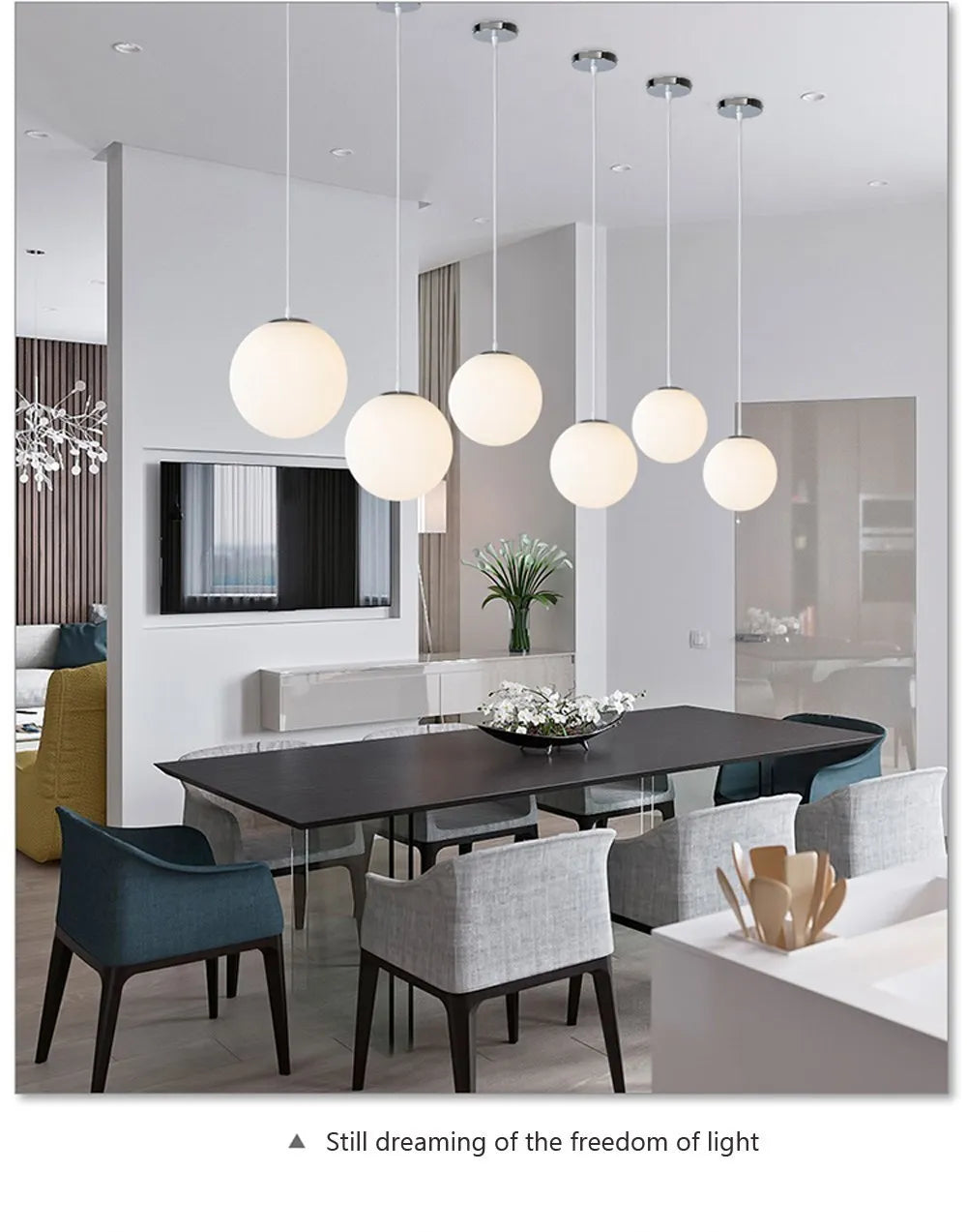 Home Decor Pendant Lights - White Glass Ball Hanging Lamps for Bar Dining Room and Bedroom Clothing Store LED Ceiling Chandeliers