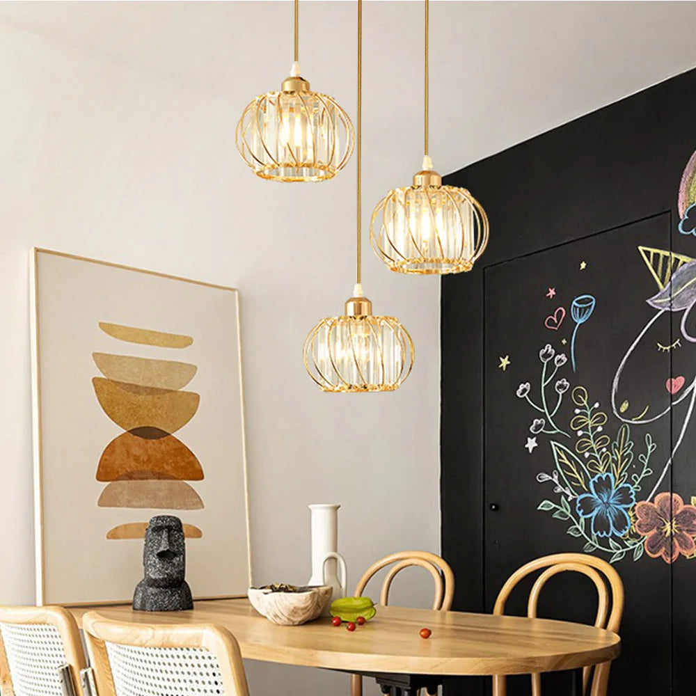 Simple Nordic Glass Chandelier with Modern LED Lighting | Elegant Polished Metal Shade in Gold or Black Semi-Flush Mount Design