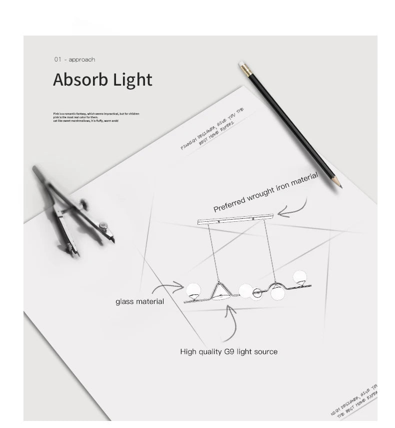 Glass Pendant Light for Dining Room Kitchen Island and Table - Elegant Hanging Chandelier