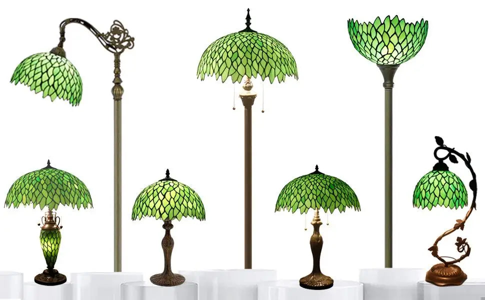 Green Wisteria Stained Glass Floor Lamp - 66 Corner Torch with 12 Shade Elegant Lighting