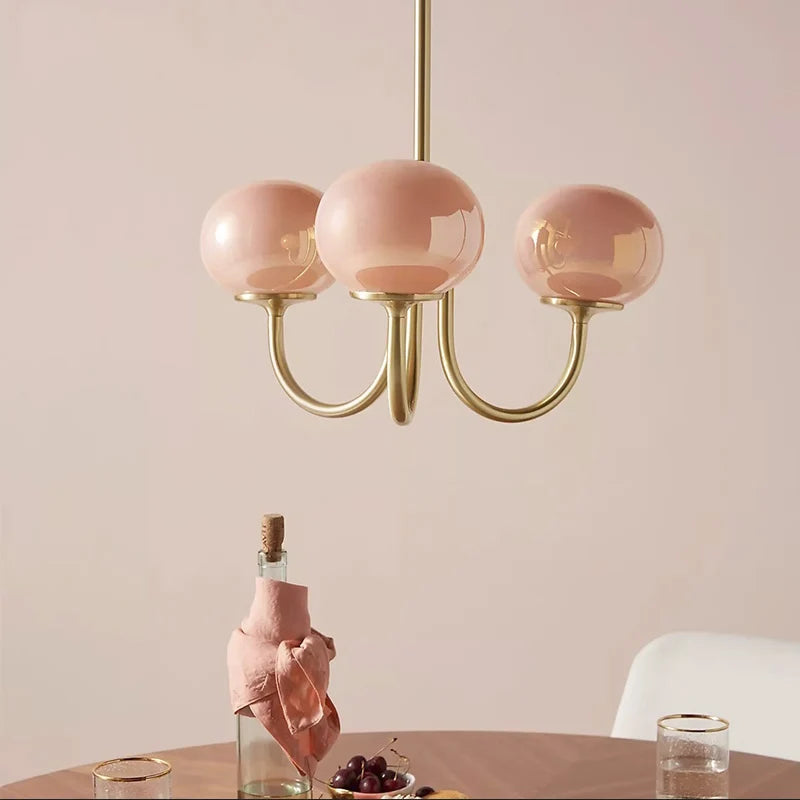 Pink Glass Balls Chandelier Elegance Design for Home and Commercial Space