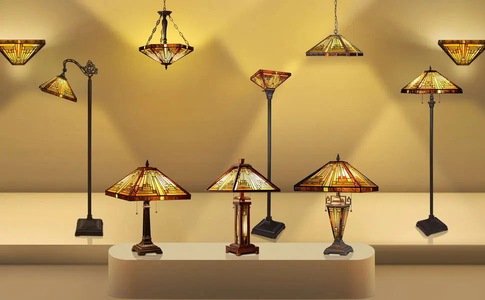 Industrial Blackish Bronze Floor Lamp with Handcrafted Amber Brown Stained Glass Shade - 70in Tall Elegant Tiffany Style Lighting for Home Decor