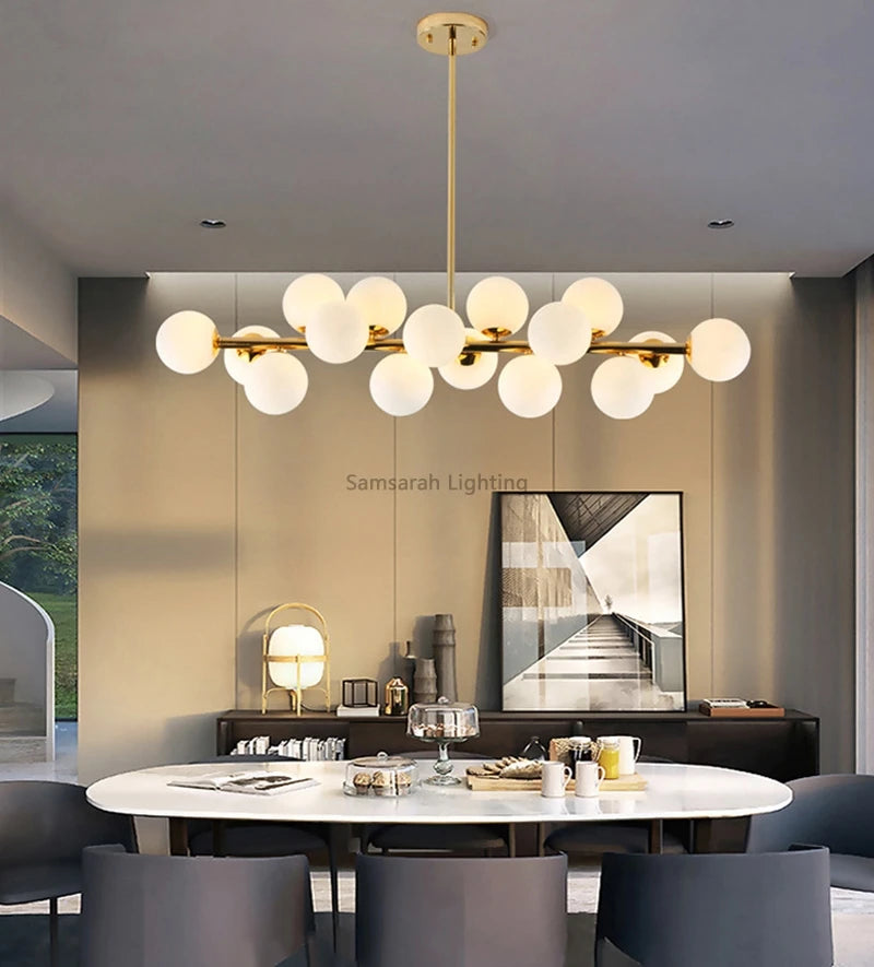 Contemporary LED Bubble Glass Pendant Chandelier for Living and Dining Rooms