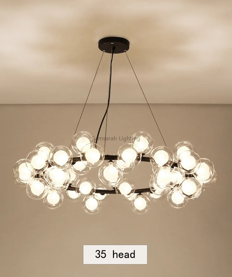 Contemporary LED Bubble Glass Pendant Chandelier for Living and Dining Rooms