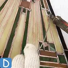 Mission Style Green Stained Glass Floor Lamp - Antique Double Light Reading Lamp with Handcrafted Elegance for Home Decor