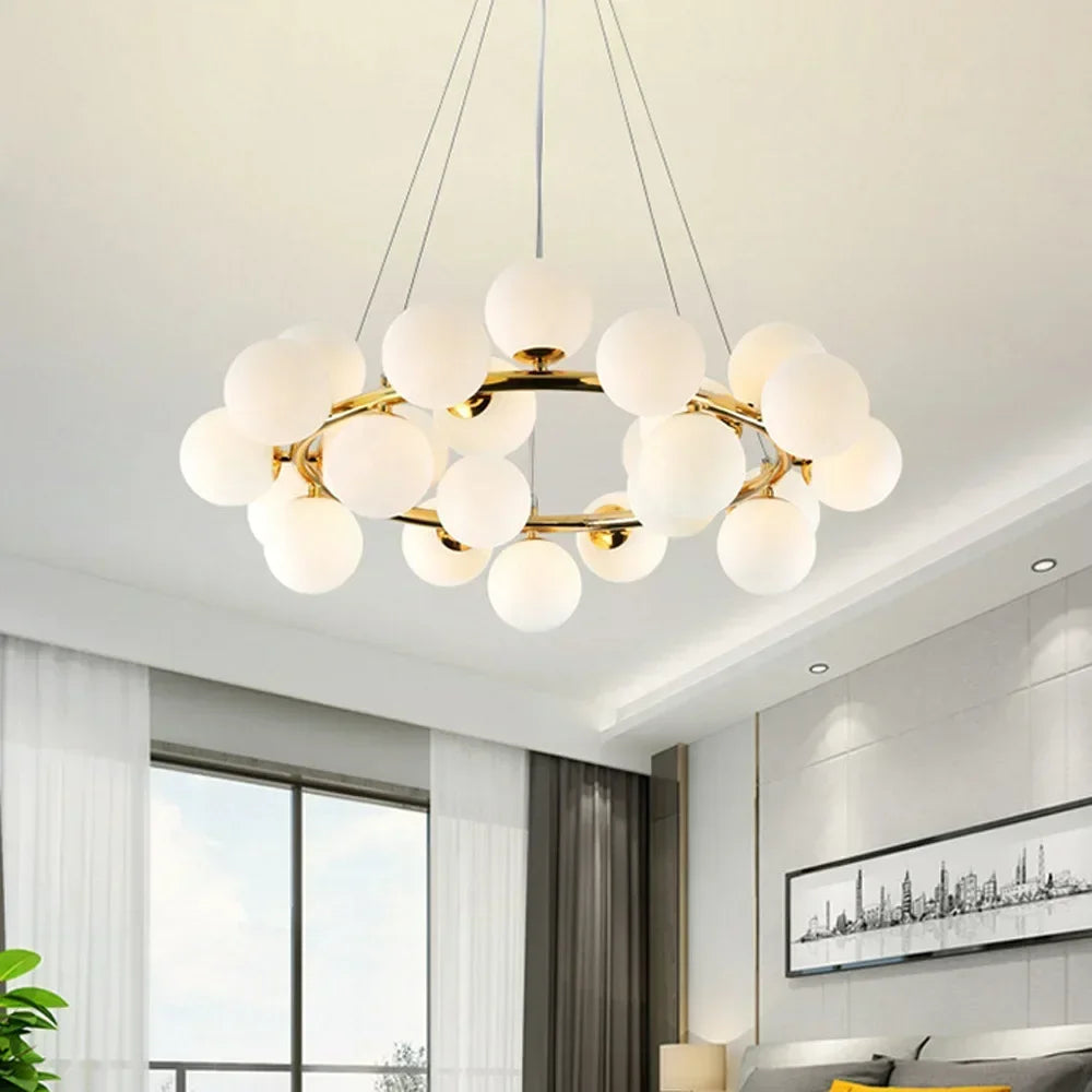 Contemporary LED Bubble Glass Pendant Chandelier for Living and Dining Rooms