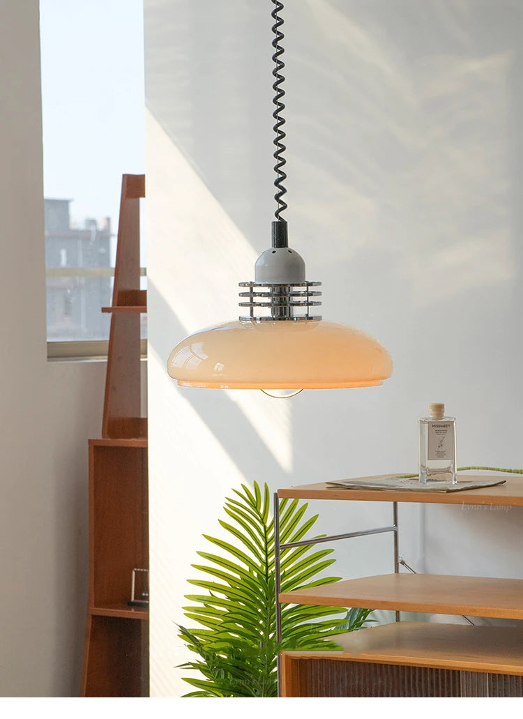 Bauhaus Glass Pendant Light LED Medieval Retro Retractable Chandeliers Restaurant Bar Bedroom Study Pendant Hanging Lamp Lustre