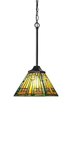 Mission Style Green Stained Glass Floor Lamp - Antique Double Light Reading Lamp with Handcrafted Elegance for Home Decor