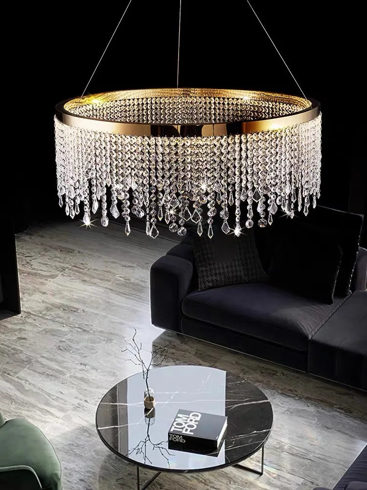 Living Room Luxury Chandelier Crystal Hanging Lamp Modern Home Decor LED Luster for Dining Room Pendant Lighting Fixture