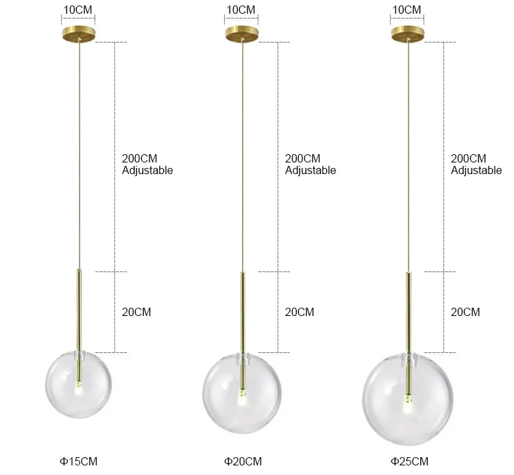 Nordic Chandeliers Lighting Clear Glass Ball Pendant Lights Dining Room Bedroom Decorate Kitchen Fixture Bedside Bar Hanging Lamp