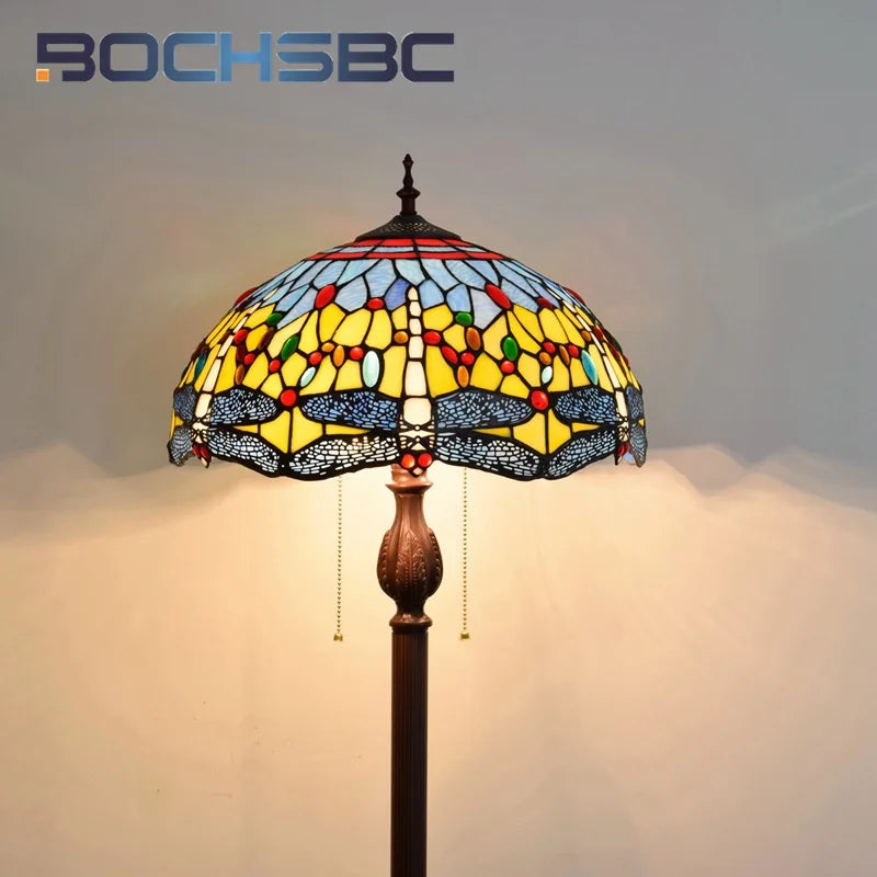 Colorful Dragonfly Floor Lamp - Art Deco Tripod Design for Living Room Dining Room Study or Bedroom