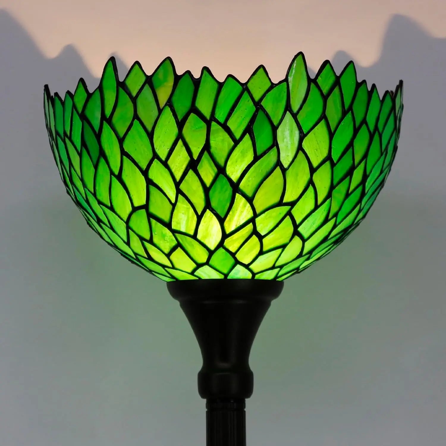 Green Wisteria Stained Glass Floor Lamp - 66 Corner Torch with 12 Shade Elegant Lighting