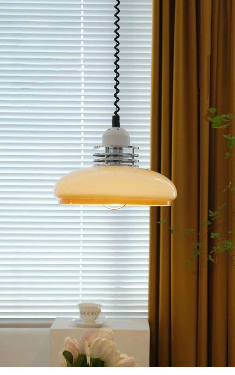 Bauhaus Glass Pendant Light LED Medieval Retro Retractable Chandeliers Restaurant Bar Bedroom Study Pendant Hanging Lamp Lustre