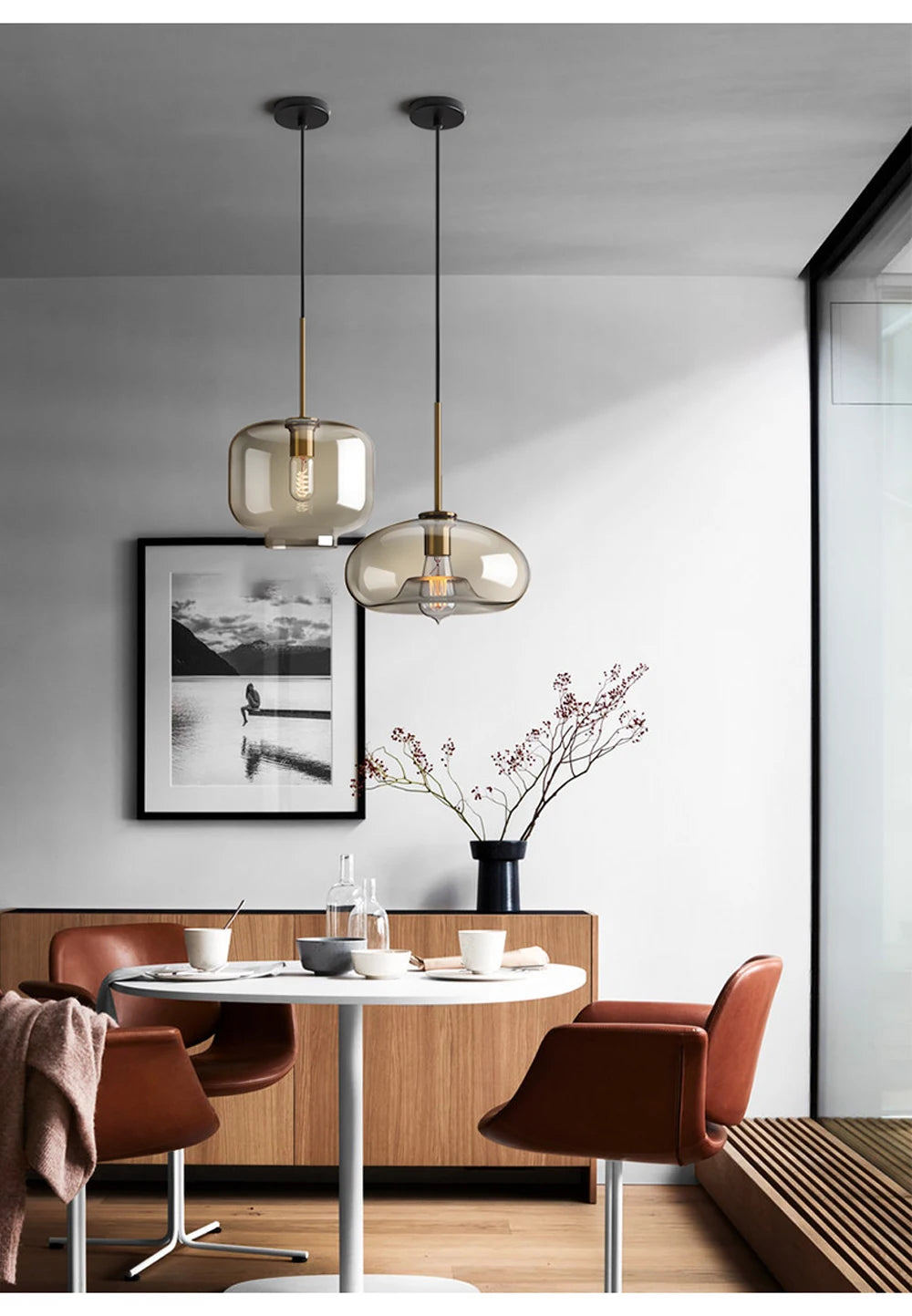 Modern Glass Pendant Light for Dining Room Cafe Bar Bedroom Bedside Hanging Lamps for Ceiling Kitchen Island Suspension Chandelier