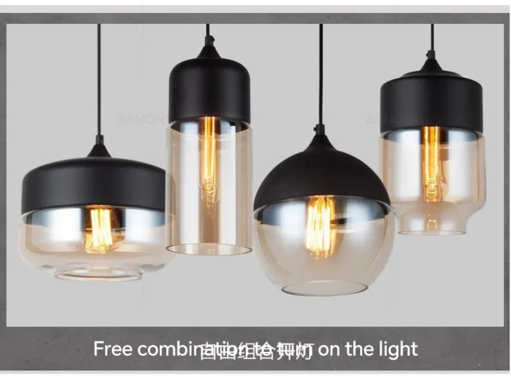 Modern LED Pendant Light Fixtures Nordic Glass Wood Chandelier for Living and Dining Room Light Bedroom Wood Color Hanging Lamp