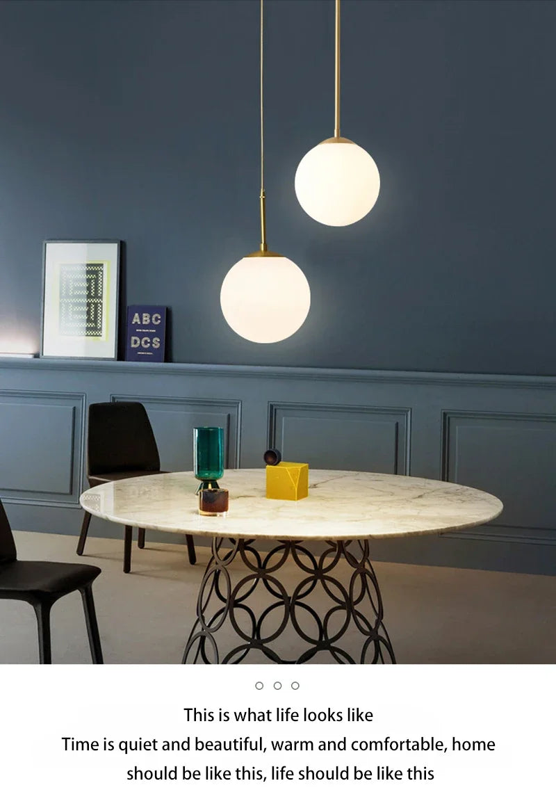 Modern Glass Ball LED Pendant Lamp for Dining Room Hotel Lobby and Stairs - Elegant Chandelier Hanging Light