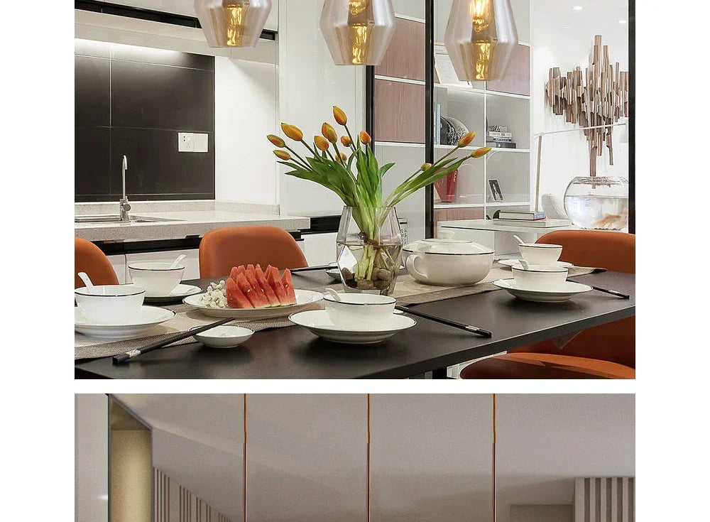 Amber Glass Chandelier Pendant Light for Dining Room Living Room Bedroom Hotel Cafe and Bar Decor