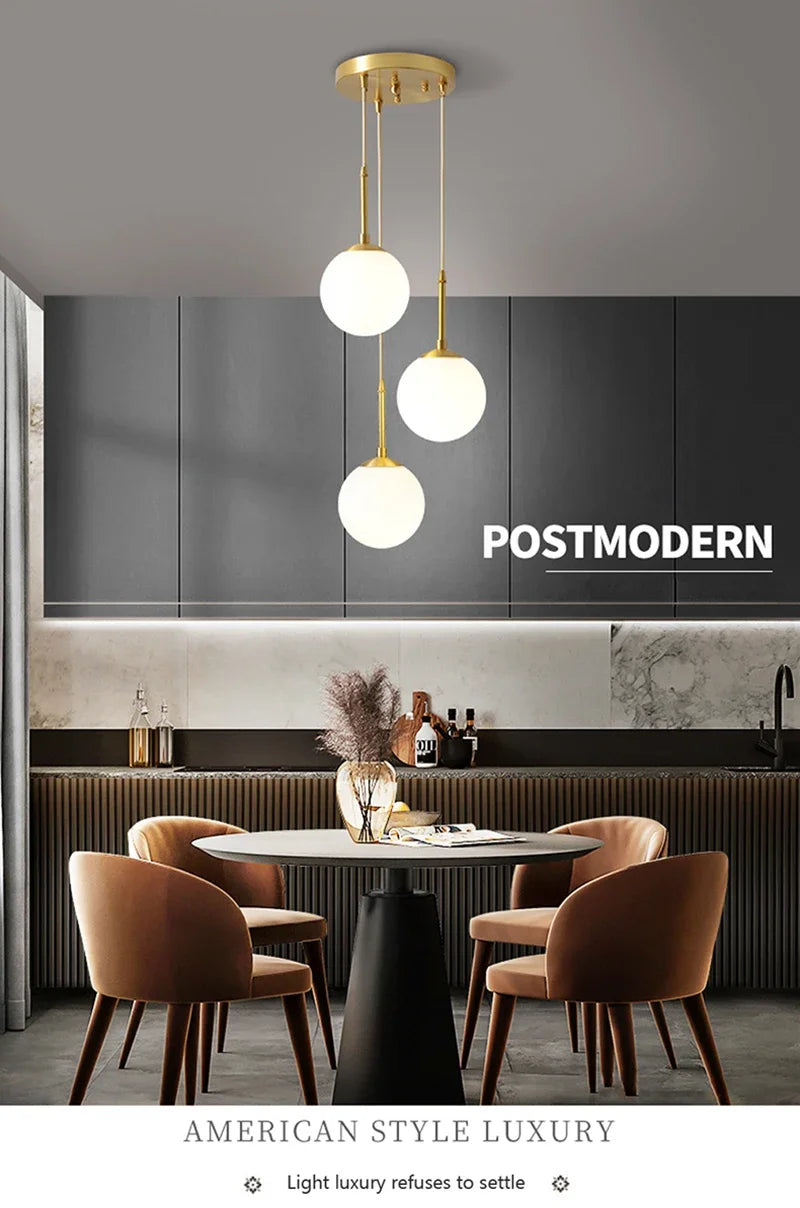 Modern Glass Ball LED Pendant Lamp for Dining Room Hotel Lobby and Stairs - Elegant Chandelier Hanging Light