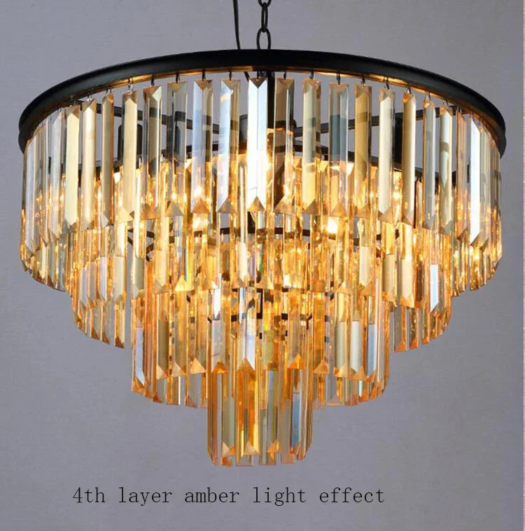 Modern Crystal Chandelier Elegant K9 Crystal Smoky Gray Crystal Suspension Lamps for Cafe Restaurant Hotel