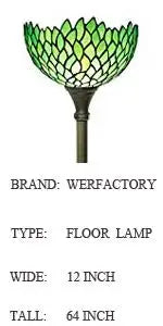 Green Wisteria Stained Glass Floor Lamp - 66 Corner Torch with 12 Shade Elegant Lighting