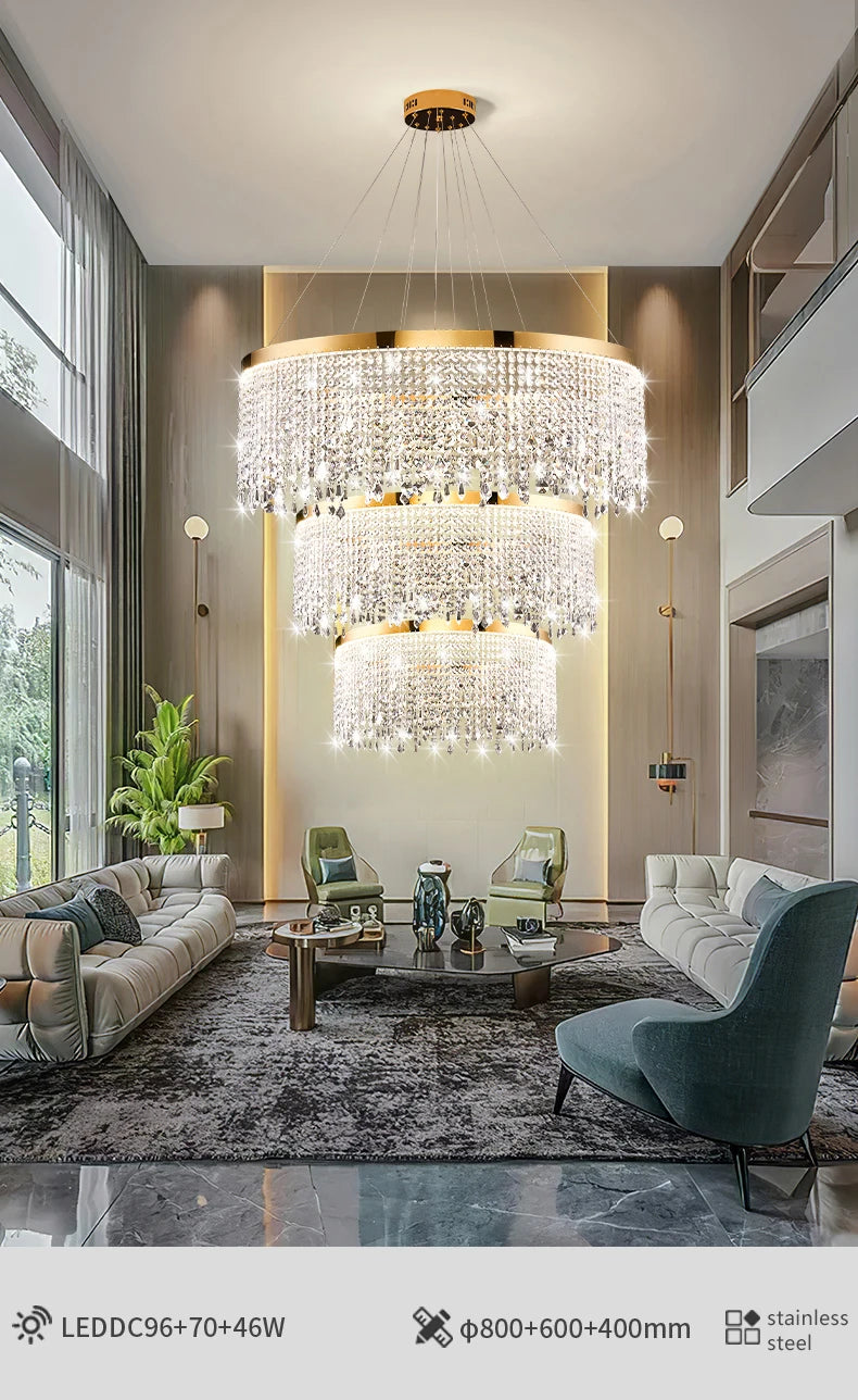 Living Room Luxury Chandelier Crystal Hanging Lamp Modern Home Decor LED Luster for Dining Room Pendant Lighting Fixture